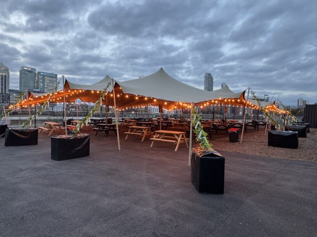 Event marquee on London race route