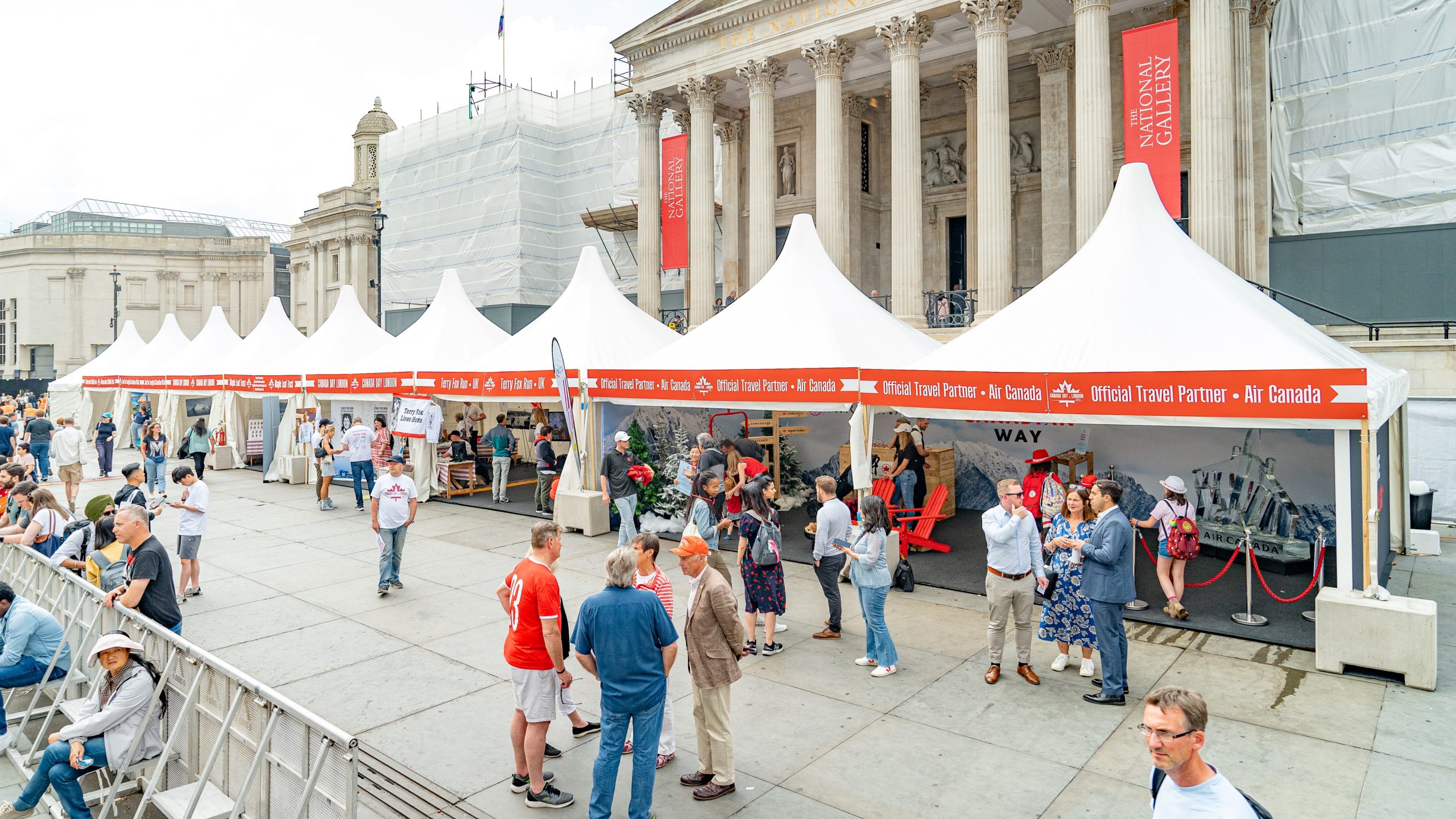 White event tents outside National Gallery