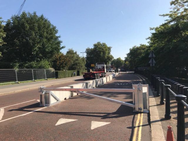 Security road barrier at Hyde Park Gate